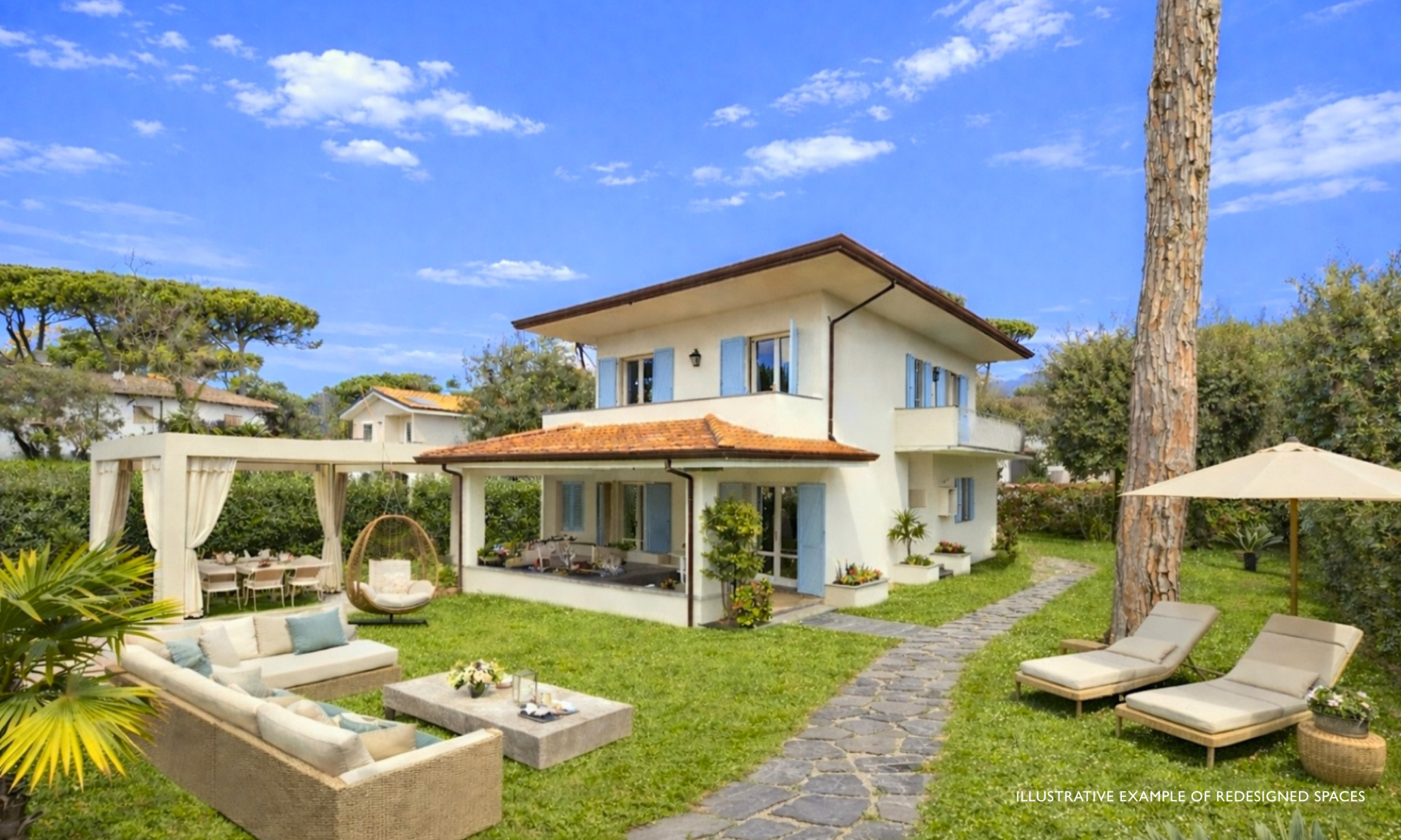 villa with garden in prime area forte dei marmi