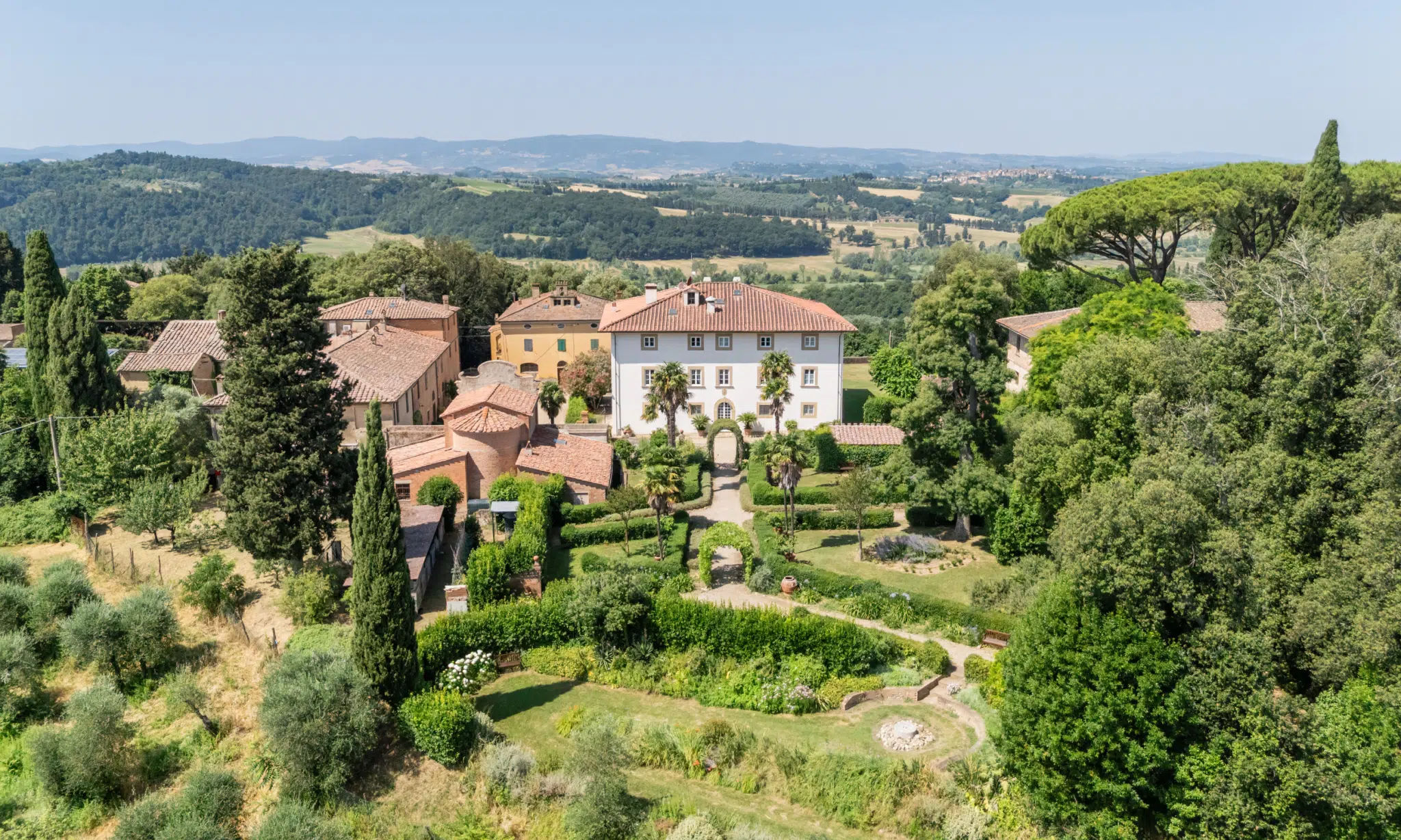 Top view of an old yellow villa in the Tuscan region.Italy 50660281 Stock  Photo at Vecteezy, image size:2048x1229