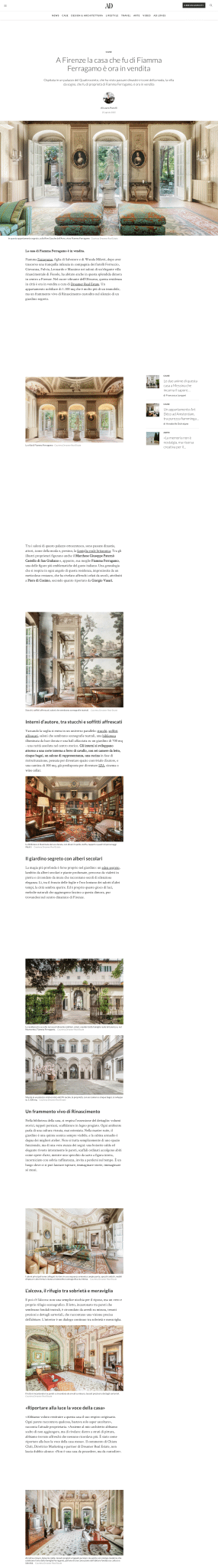 AD Italia Fiamma Ferragamo’s Florentine Residence Dreamer Real Estate