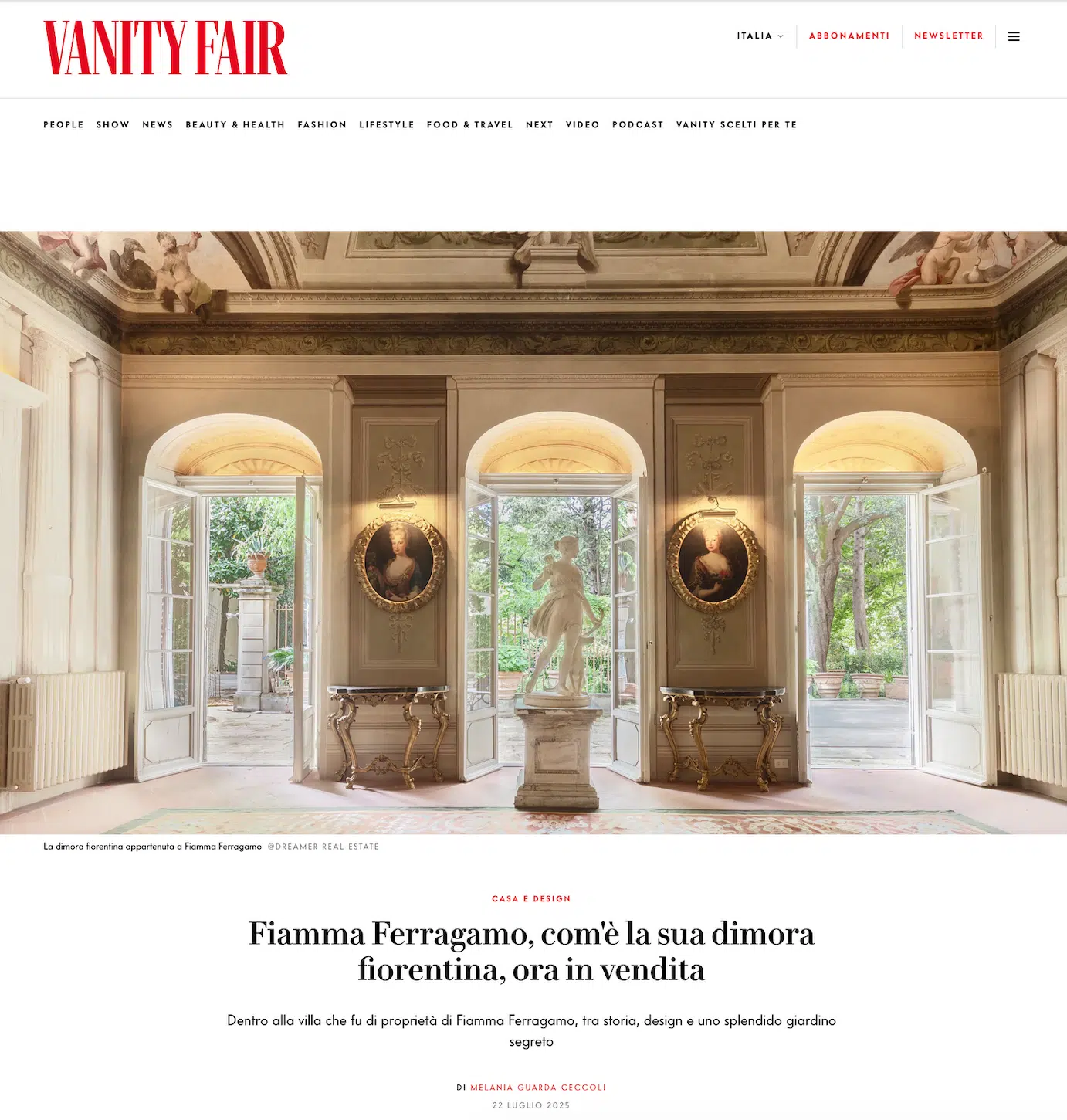 fiamma ferragamo's residence for sale in florence -vanity fair
