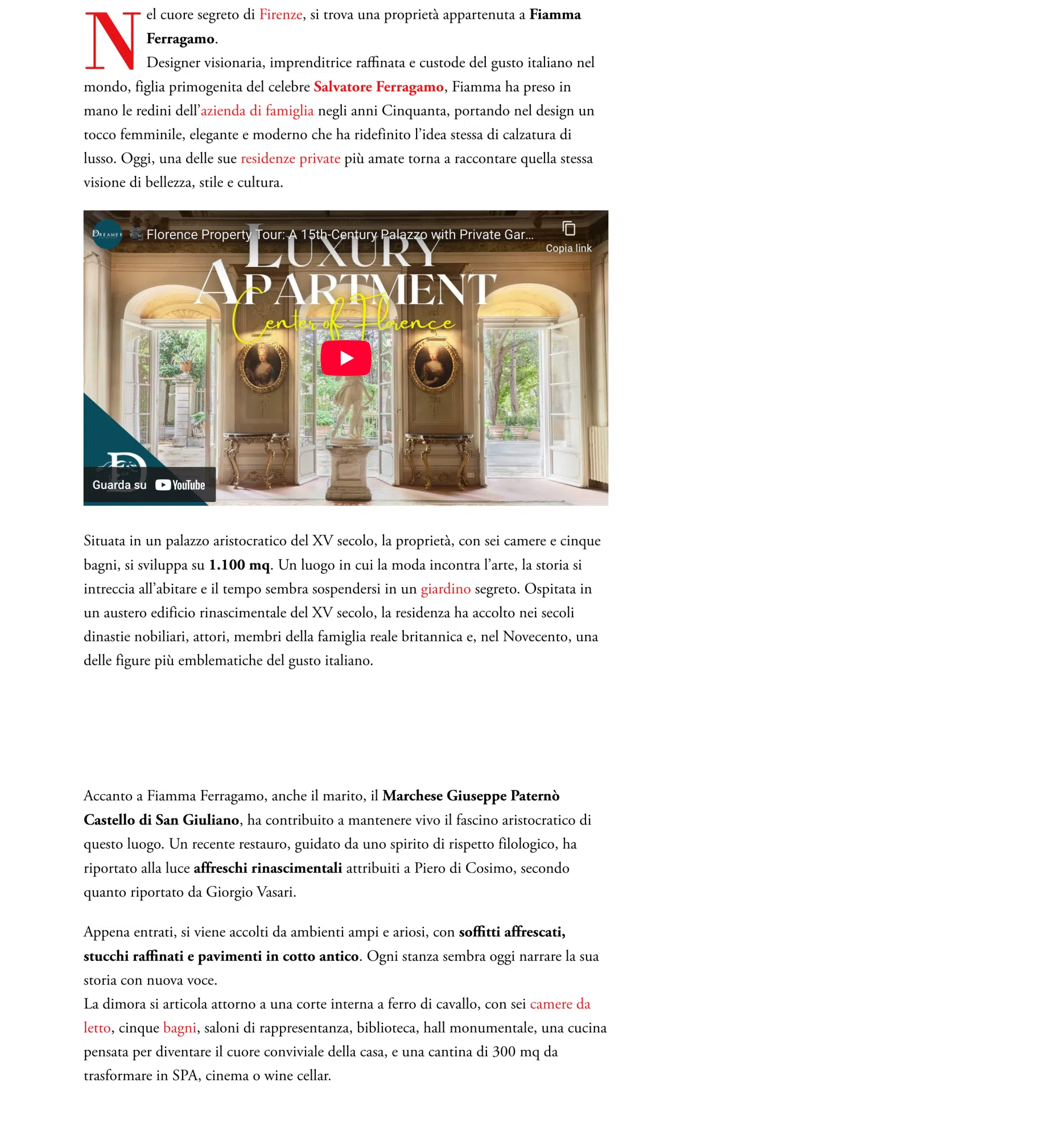 fiamma ferragamo's residence for sale in florence -vanity fair