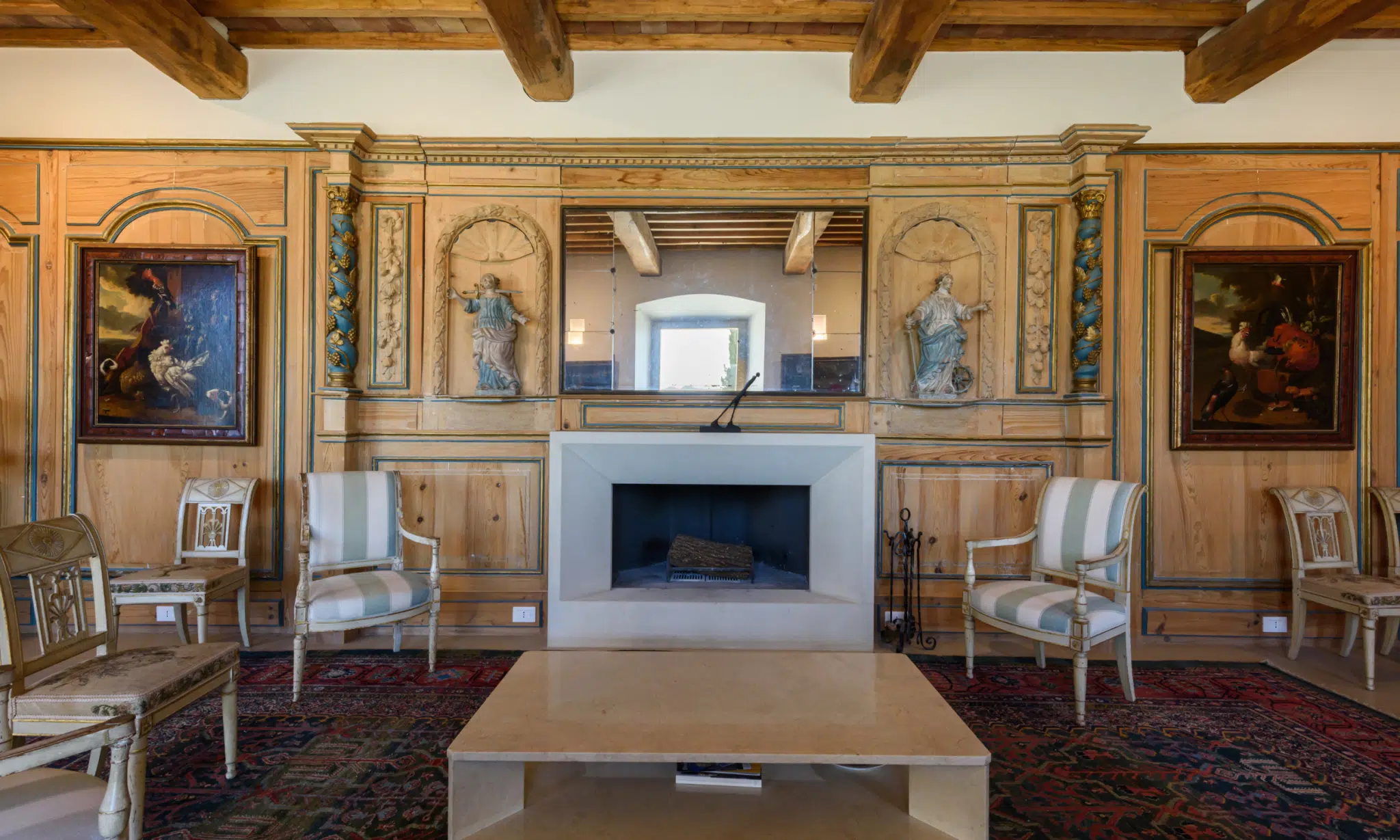 modern fireplace - Villa with Pool and Panoramic View in Volterra
